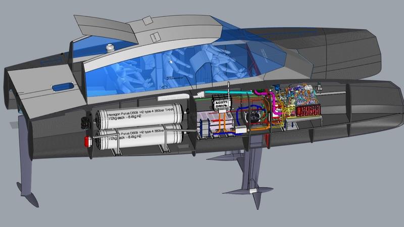 Prototype hydrogen-powered foiling chase boat for the 37th America's Cup photo copyright 37th America's Cup  taken at 