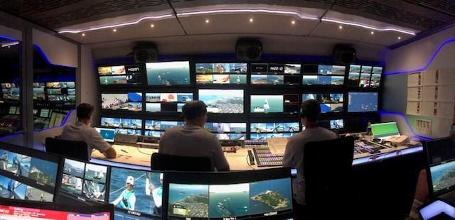 Inside the TV production trailer - Tokyo2020 - photo © Sailing Energy