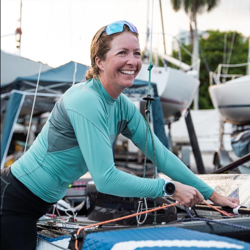 Lara Dallman-Weiss derigging her boat while wearing her Fenix 6 Pro Solar photo copyright US Sailing Team taken at 