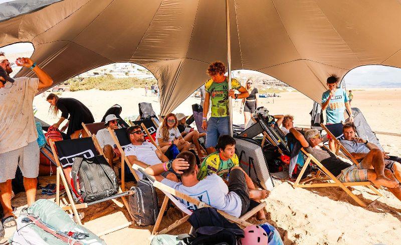 Chilling in the tent - 2021 KiteFoil World Series Fuerteventura day 1 photo copyright IKA Media / Sailing Energy taken at 