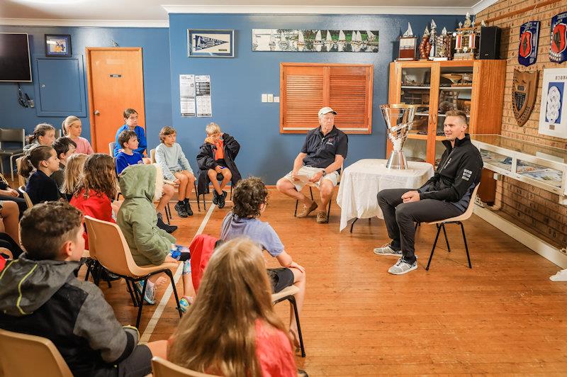 Kyle Langford talks during the Lake Macquarie SailGP Regional Trophy Tour - photo © Salty Dingo