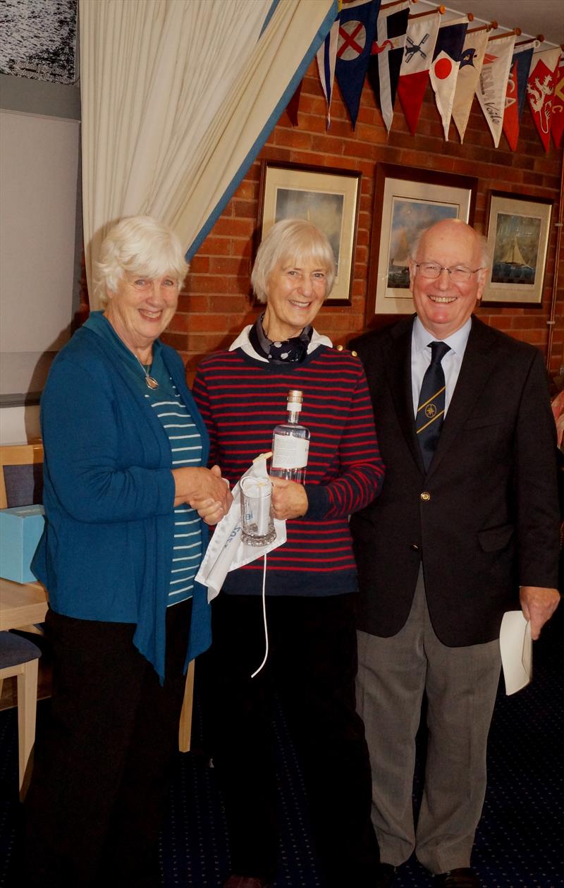 Sue Treneer presents the owners of “Mary Ritchie2 a 27' gaff cutter, Pauline and Don Garman with second prize (Don is the Vice Chair of Falmouth Classics and one of the West Country Classics Series organisers) photo copyright Chris Williams taken at Saltash Sailing Club