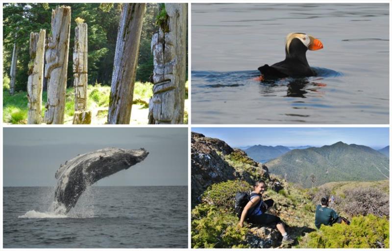 Sgan Gwaay Village (© Parks Canada/Maggie Stronge); Tufted Puffin (© Parks Canada/Carey Bergman); Mount Yatza (© Parks Canada/Charlotte Houston); Humpback (© Parks Canada/Daniel McNeill) photo copyright Bluewater Cruising Association taken at 