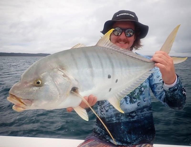 A nice golden trevally caught with Tri from Fraser Guided Fishing photo copyright Fisho's Tackle World taken at 