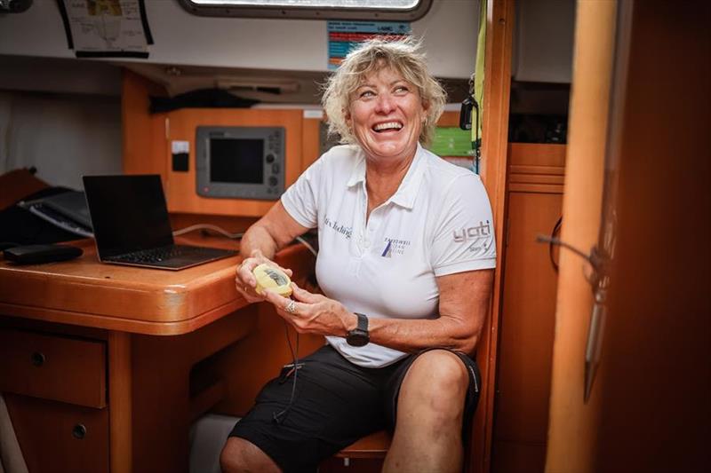 Wendy Tuck at the navigation station on Colin Geeves' Beneteau 34.7 Speedwell, which Wendy will sail to Hobart with Campbell Geeves in the Two-Handed Division photo copyright Salty Dingo taken at Cruising Yacht Club of Australia