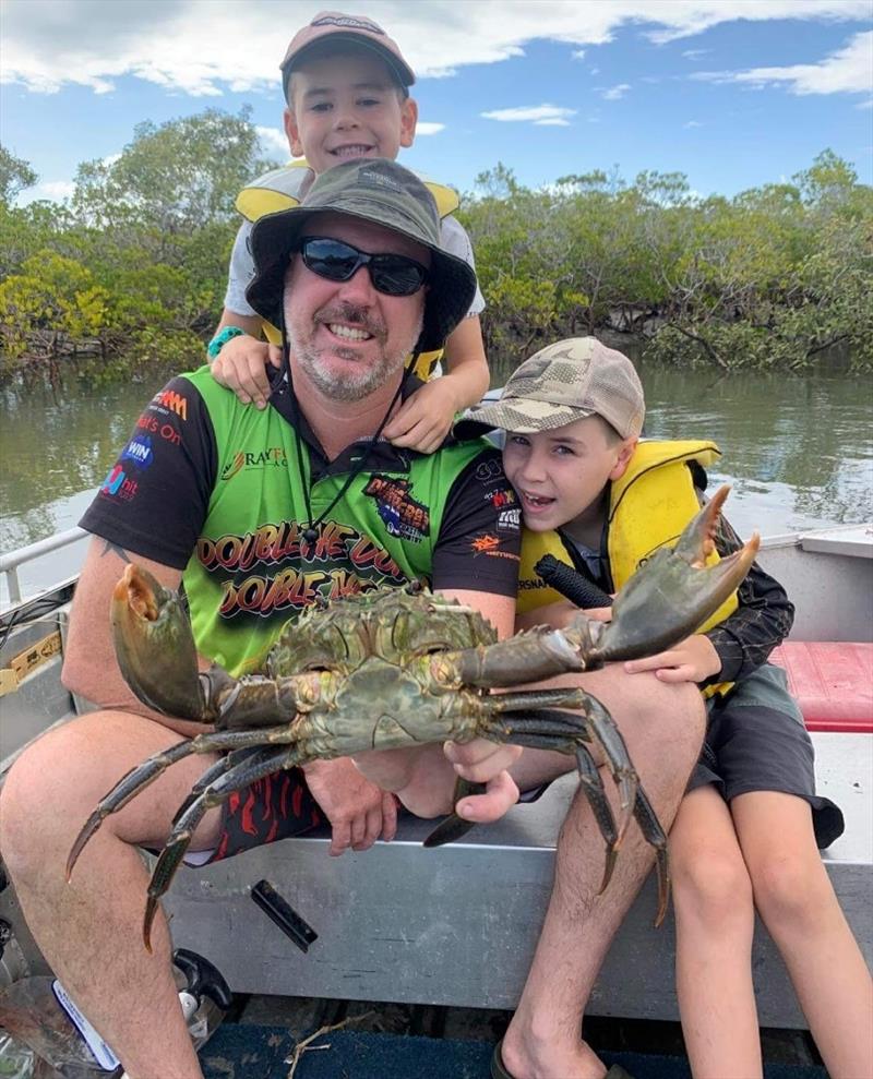 Simon and his boys getting onto a feed of mud crabs photo copyright Fisho's Tackle World taken at 