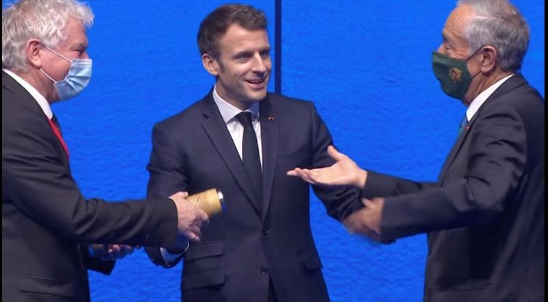 Relay4Nature at the One Ocean Summit with Mayor of Brest François Cuillandre, French President Emmanuel Macron and President of Portugal, Marcelo Rebelo de Sousa - photo © One Ocean Summit