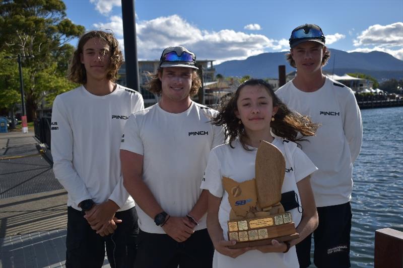 SB20 Tasmanian Champions L to R Eddie Reid, Will Sargent, Eirini Marios and Ed Broadby photo copyright Jane Austin taken at Bellerive Yacht Club