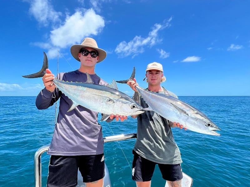 Kurt Rowlands from Hervey Bay Fly and Sportfishing putting clients onto longtail double hook-ups photo copyright Fraser Guided Fishing taken at 