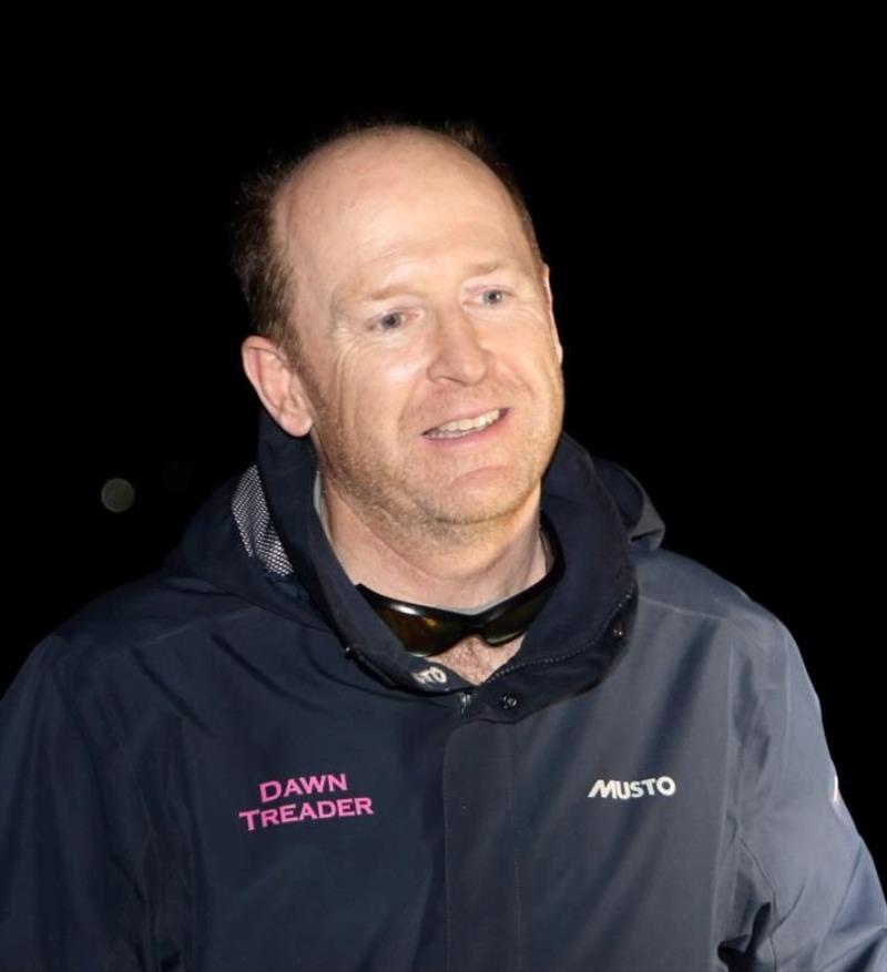 Ed Bell talks to the media team after completing the race photo copyright Tim Wright / photoaction.com taken at Royal Ocean Racing Club