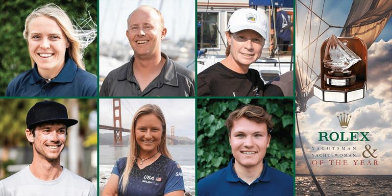 Finalists, from top left - Anna Weis, Conner Blouin, Nicole Breault. Finalists, from bottom left - Dave Hughes, Daniela Moroz, Harry Melges IV  photo copyright US Sailing taken at 