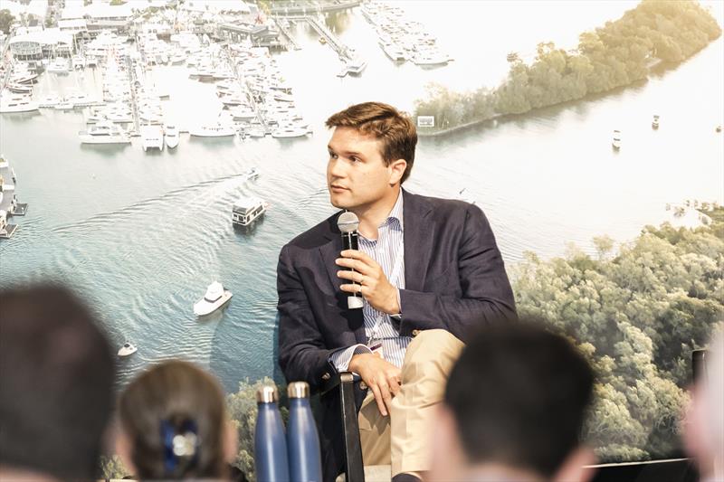 Philipp von Armin, Business Development Manager, Lürssen speaking on a discussion panel at ASMEX 2019 photo copyright AIMEX taken at 