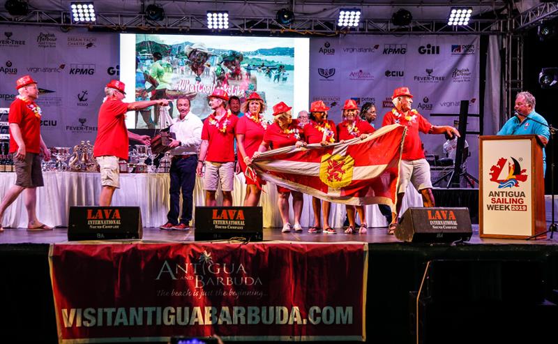 Winners of 2019 Club Class - JigSaw celebrate on stage at Final Prizegiving - photo © Paul Wyeth / pwpictures.com