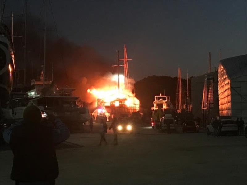 Boat on fire photo copyright SV Red Roo taken at 