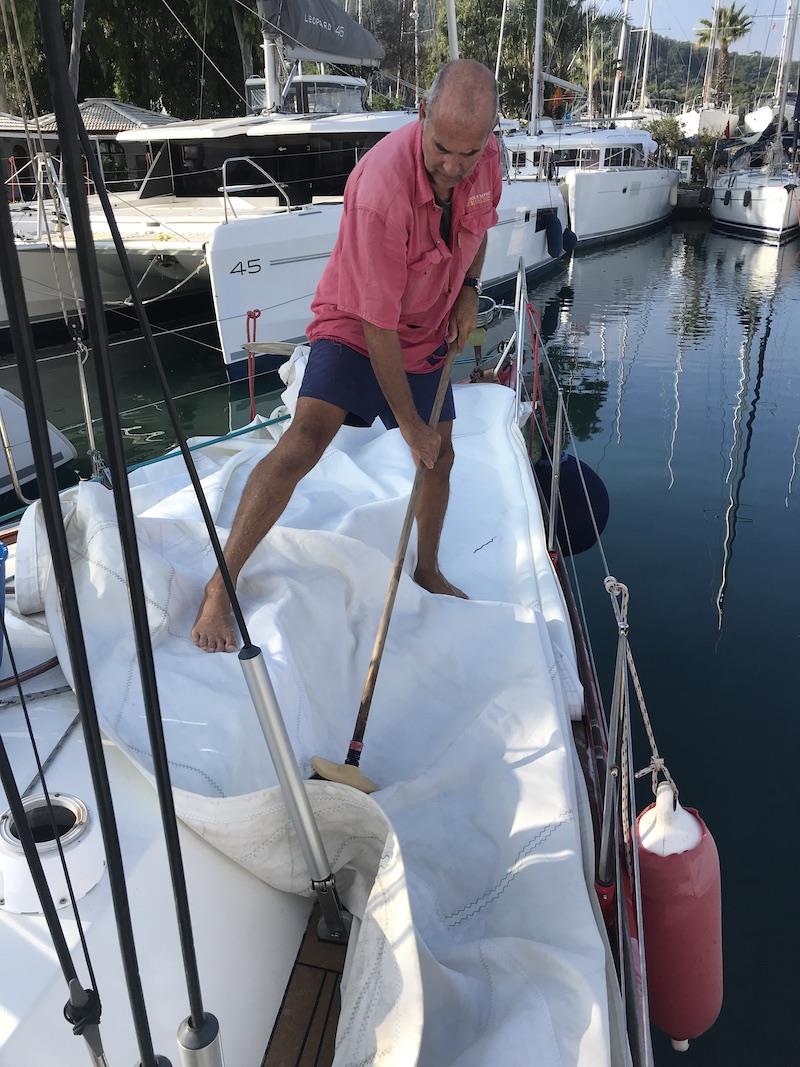 Washing sails - photo © SV Red Roo