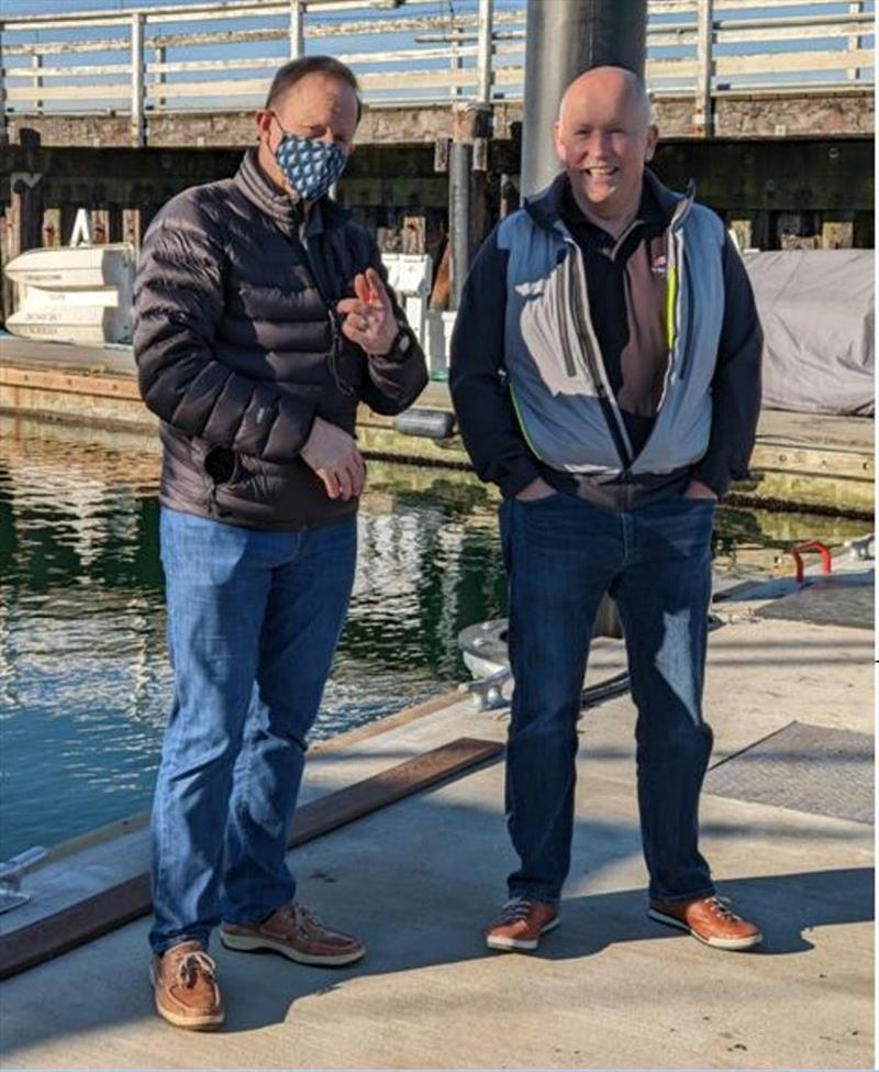 Vic-Maui Event Chairs (RVYC) past and present; David Sutcliffe (L), Jim Innes (R) photo copyright Charlotte Gann taken at Royal Vancouver Yacht Club