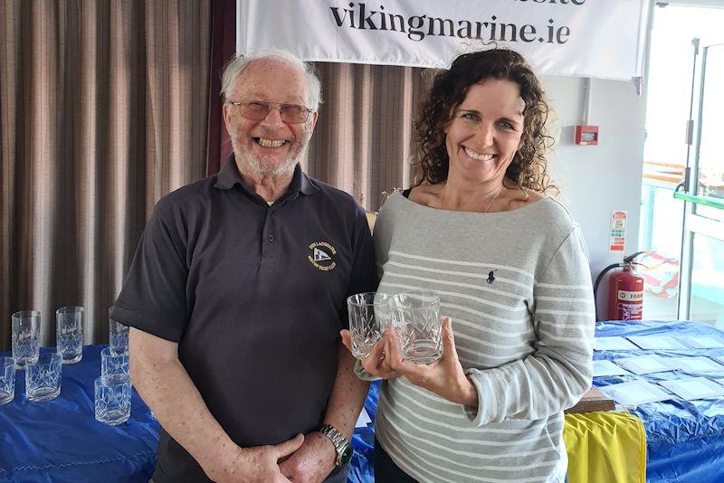 Sarah Dwyer (Aero 5) [2nd Series 2, 5th Overall PY Class (Series 1 & 2)] with Frank Guilfoyle - Viking Marine Frostbite Series prize-giving at Dun Laoghaire - photo © Frank Miller