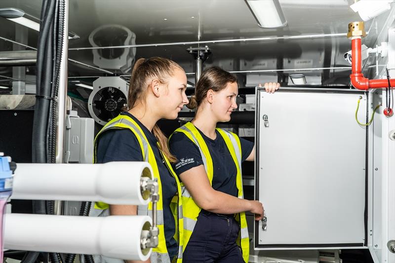 Charlotte Hewitson and Freya Wood at Princess Yachts where they are both doing a marine engineering apprenticeship photo copyright South Devon College taken at 