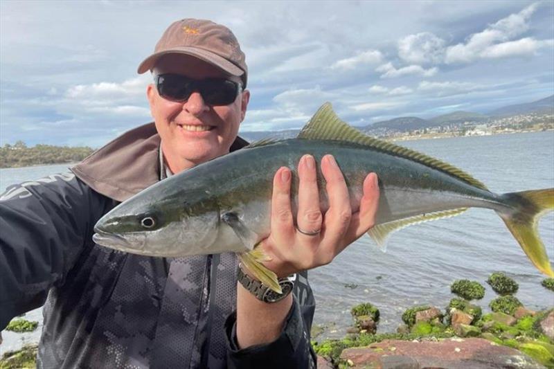 Rod Harvie with a Derwent King. - photo © Spot On Fishing Hobart