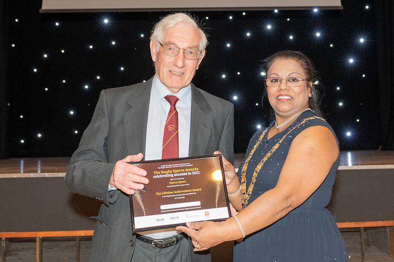 Harry Sayers receives the Lifetime Achievement Award - Draycote Water Sailing Club feature in the Rugby Sports Awards  - photo © Rugby Borough Council