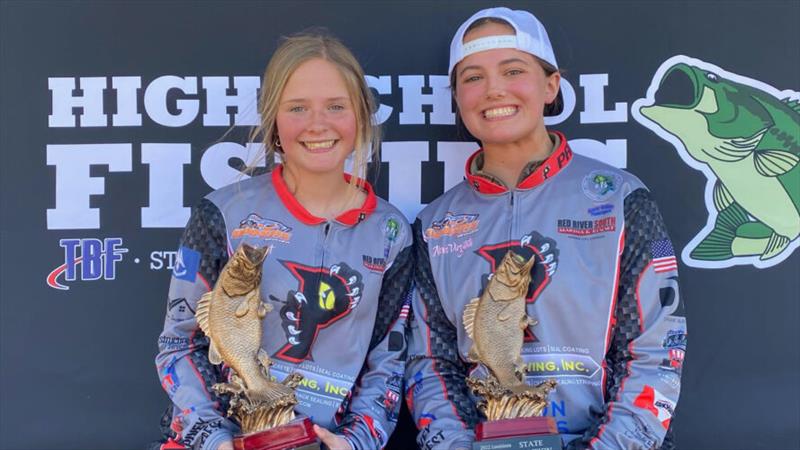 Taylor Bacot and Alexis Virgillito made High School Fishing history as the first all-girl team to win a state championship photo copyright High School Fishing League taken at 