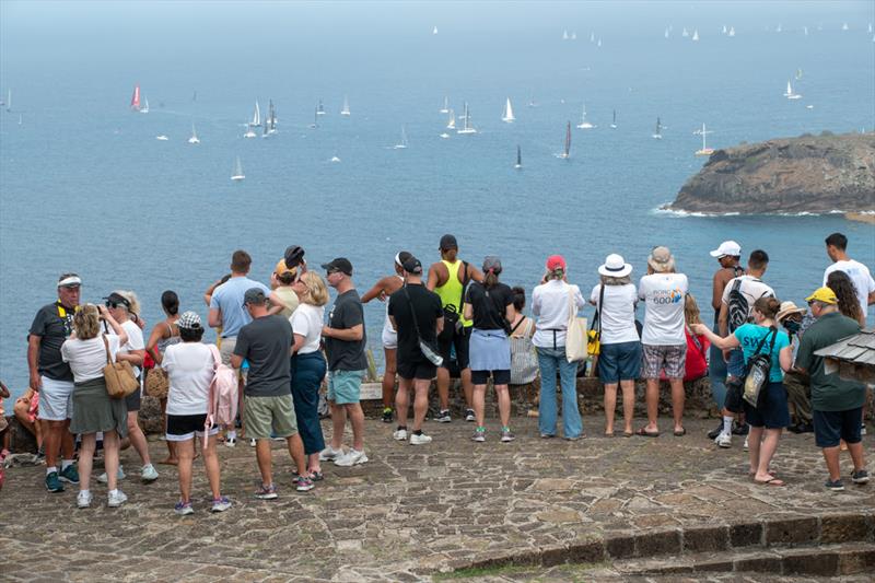 Hundreds of spectators enjoyed watching the starts on Antigua Sailing Week English Harbour Rum Race Day 1 photo copyright Ted Martin taken at Antigua Yacht Club