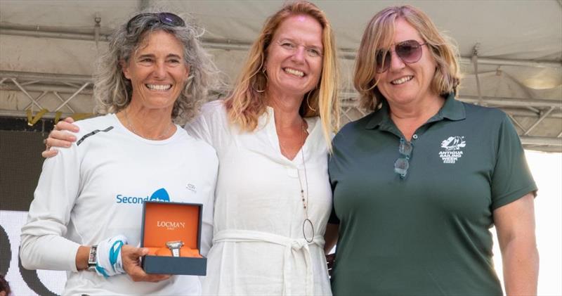 Winner of a Locman Italy watch - Lyssandra Barbieri, Locman Italy Representative - Camilla Holme, Alison Sly-Adams, President & Commercial Director on Locman Italy Women's Race Day at Antigua Sailing Week - photo © Ted Martin