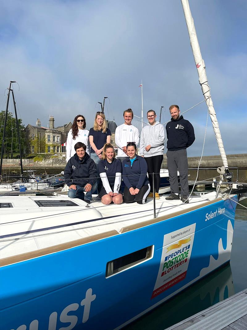Dame Ellen MacArthur with young people the Trust has supported living through and beyond cancer onboard the Trust's yacht, Solent Hero. Taken on Friday 6 May for a special event at Royal Yacht Squadron in Cowes photo copyright Ellen MacArthur Cancer Trust taken at 