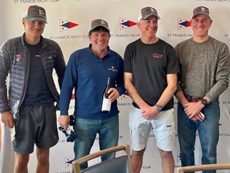 Winning team skippered by 18-year-old Connor Bennett.  From left to right in the photo: Connor Bennett, Shawn Bennett, Eric Bamhoff, and John Bonds. - photo © Chris Ray / www.crayivp.com
