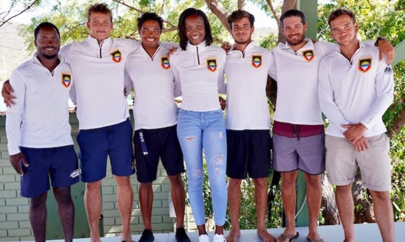 Antigua's sailing stars are preparing to shine brightly in the upcoming Star Sailors League Gold Cup. From left are Rhone Kirby, Tristan Louwrens, Jules Mitchell, Junella King, Rocco Falcone, Vincent Anfi and Louis Bavay photo copyright Edwin Gifford taken at 