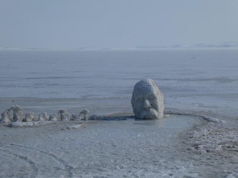 The remains of and ice sculpture on the lake (Cidir & a Head) photo copyright SV Red Roo taken at 