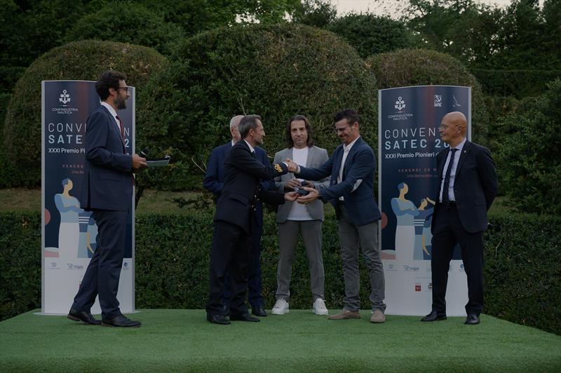 Simone Spetia, Radio 24 journalist; Rear Admiral Gaetano Angora, Maritime Directorate Porto di Livorno; Bruno Lotti, Salvatore Ranieri and Gian Paolo Vertua; Saverio Cecchi, President of Confindustria Nautica photo copyright Riva Yacht taken at 