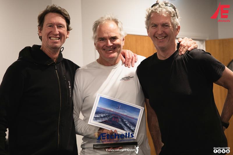 Runners Up - (L to R) David Sampson, Cam Miles, Grant Crowle - 2022 Gold Coast and Australasian Etchells Championship - photo © Nic Douglass @sailorgirlhq