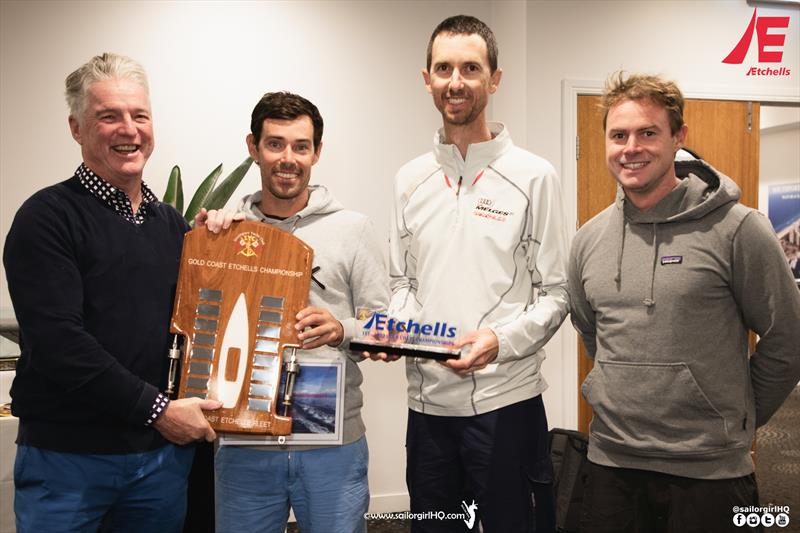 Winners - (L to R) Martin Hill, Mathew Belcher, Julian Plante, Sean O'Rourke - 2022 Gold Coast and Australasian Etchells Championship photo copyright Nic Douglass @sailorgirlhq taken at 