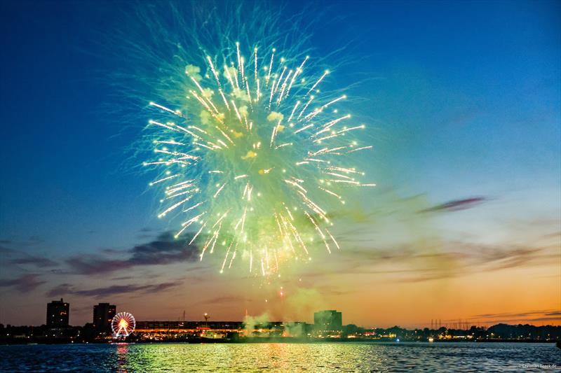 Sailors fireworks in front of Olympic marina Schilksee at the end of part 1 Kiel Week 2022 - photo © ChristianBeeck.de / Kieler Woche 