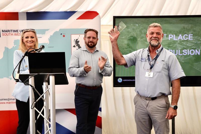 Green Innovator Award L-R Nikki Dean, Tim Mayer MDL and Steve Bruce ePropulsion photo copyright MDL Marinas Group taken at 