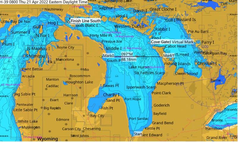 Bayview Mackinac Race course map photo copyright Bayview Mackinac Race taken at Bayview Yacht Club