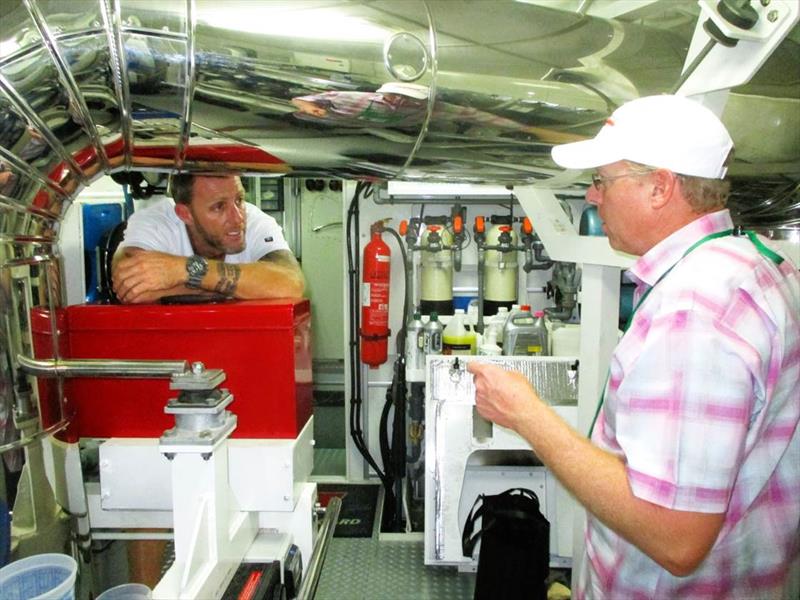 Kit Purdy, vice president and general manager for Northern Lights (right) works with a yacht captain (left) photo copyright Parts & Power Ltd taken at 