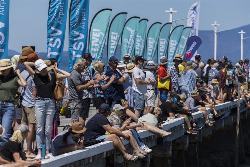A crowd egged on those in the Great Inflatable Race - SeaLink Magnetic Island Race Week photo copyright Andrea Francolini taken at Townsville Yacht Club