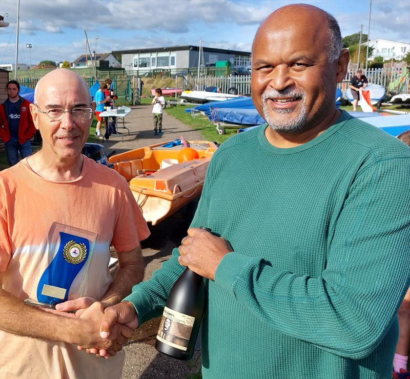 Sailing Secretary Andy Townend (right) presenting Nick Speller with his Trophy at the Sully Sailing Club Annual Regatta photo copyright Nigel Vick taken at Sully Sailing Club