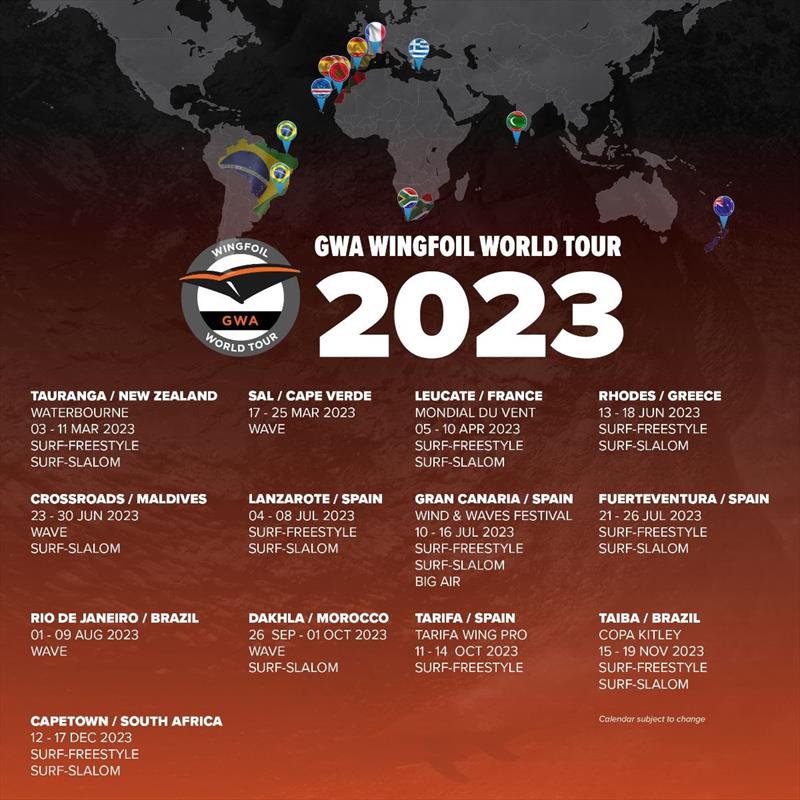 2023 event calendar launched photo copyright GWA Wingfoil World Tour taken at 