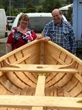 Keith and Sharon Gimbert proud owners of a Whitehall dinghy built in Huon pine