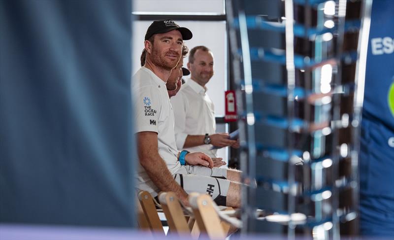 The Skippers press conference also saw the presentation of the Ocean Race trophy, seen here with Benjamin Dutreux eyeing it photo copyright Julius Osner / GUYOT environnement - Team Europe taken at 