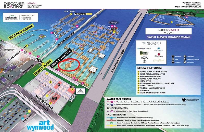 Premier location at the show – One Herald Plaza (on Biscayne Bay) in downtown Miami between the Venetian and MacArthur Causeways - photo © Viking Yachts