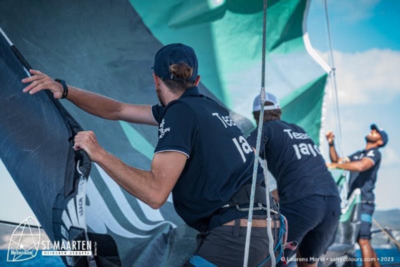 Our official Regatta photographer got onboard with Team JAJO today for an inside look at the Ocean Race team's final training day before the 43rd St. Maarten Heineken Regatta - photo © Laurens Morel