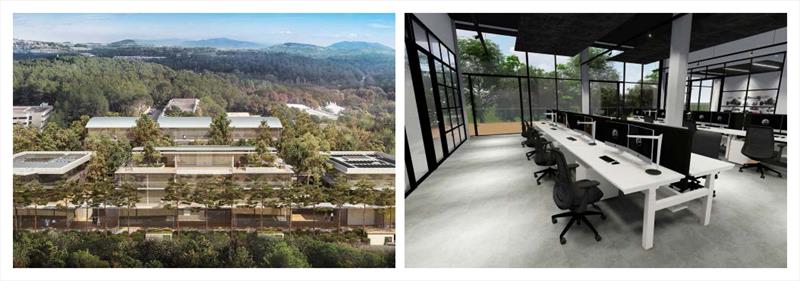 Left: BRP opens its Design and Innovation Centre located on the ground floor of the Centrium in Sophia Antipolis. Right: Rendering of the BRP Design and Innovation Centre studio at the Centrium in Sophia Antipolis photo copyright Flex-.O taken at 