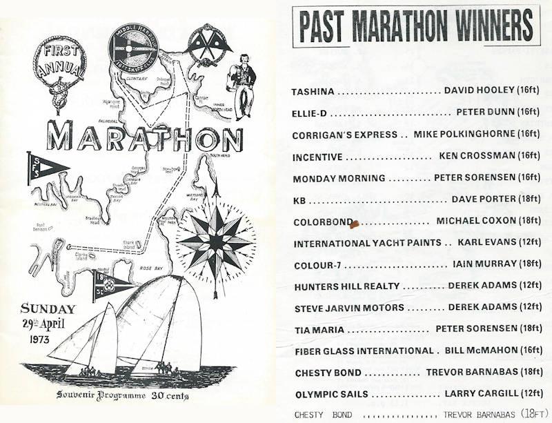 The cover of the original Sydney Harbour Marathon programme and list of past Marathon winners photo copyright John Stanley Collection taken at Sydney Flying Squadron