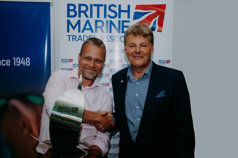 Jelte Liebrand savvy navvy wins Marine Business of Year British Marine Trades Association Chairman Paul Martin (right) photo copyright savvy navvy taken at 