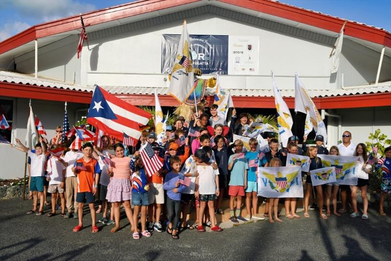 Junior sailors at the Opening Ceremony in front of the St. Thomas Yacht Club photo copyright Dean Barnes taken at St. Thomas Yacht Club
