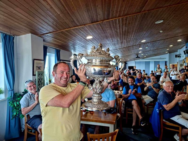 Bristol Channel IRC Championships - Skipper of Ctrl-J, Andy Williams holds the Shanghai Cup aloft at the regatta prize giving photo copyright Timothy Gifford taken at Cardiff Bay Yacht Club